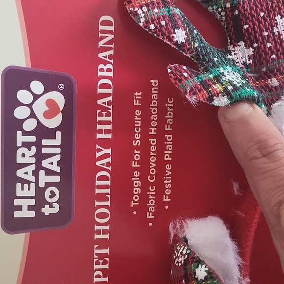 Heart to Tail PET HOLIDAY HEADBAND toggle for secure fit, fabric headband new - Picture 3 of 4